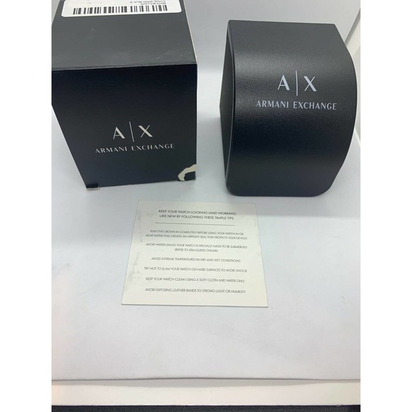 Armani Exchange Cayde Black Watch AX2705 NEW IN BOX Black Leather Strap - Picture 7 of 10